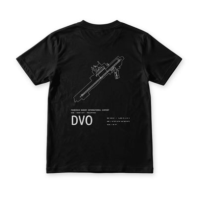 Suroy Wear Airport Series DVO tee in Midnight Black, back view, Francisco Bangoy airport chart, runway 05/23