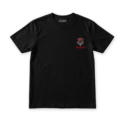 Sinulog Vibes tee in Midnight Black, front view, small Prititit face mark at the left chest